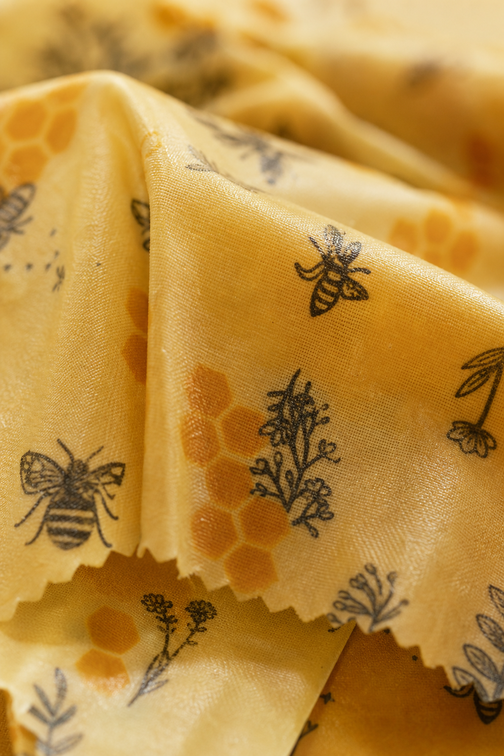 Zbliżenie na teksturę beeswax wrapa z bawełny organicznej
